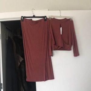 Jluxlabel  wrap skirt and key hole top set.